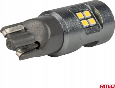 Llambë LED CANBUS AMiO T10 W5W 16SMD, 12V 24V, 6000K, e bardhë