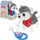 Lodër pelushi Husky Smart Electric Plush Dog, interaktive, me zinxhir, gri me të bardhë