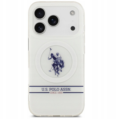 Kllëf telefoni U.S. Polo DH and Bottom Stripe Logo MagSafe, për iPhone 17 Pro, i bardhë