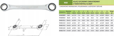 Çelës unazor me racetë Jonnesway W681719, 17 x 19 mm, çelik krom vanadium