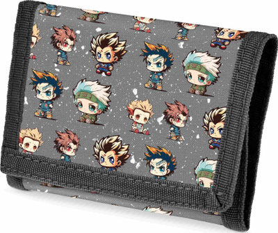 Portofol për qafë Hama Neck Wallet Anime Mascots, për kalamaj, tekstil, gri e errët