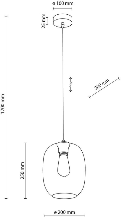 Висечки лустер TK Lighting Elio, стакло, 1 сијалица, графит боја