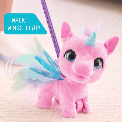 Lodër pelushi interaktive FurReal Flyalots Flitter My Alicorn, me zëra, 20 cm, rozë