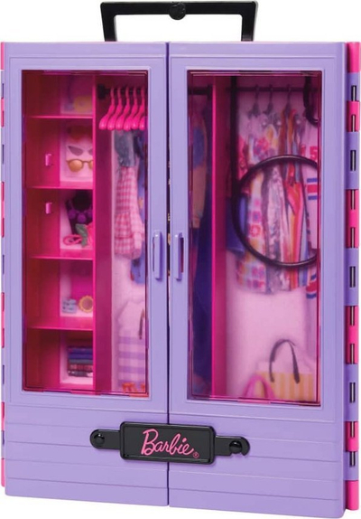 Lodër kukull Barbie Fashionistas Ultimate Closet, set gardërobe me dollap portativ, me rroba dhe aksesorë, shumëngjyrëshe