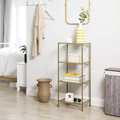 Raft metal Selsey Shelf Rack LGT28G, 4 rafta xhami, ngjyrë ari