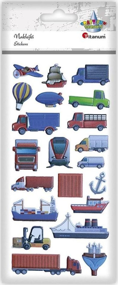 Ngjitëse 3D Titanum Raised Soft Stickers Vehicles Mix, set me 50 copë, shumëngjyrëshe