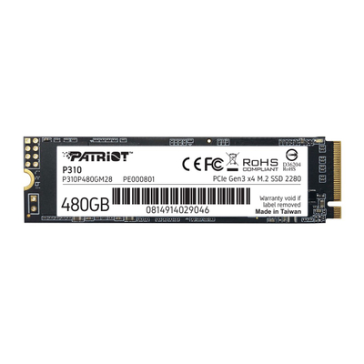 SSD Patriot P310, 480GB, M.2 2280, PCIe 3.0 x4 NVMe