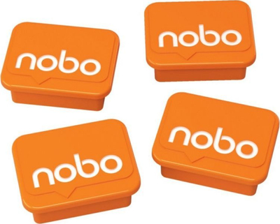 Magnetë për tabelë të bardhë NOBO, 4 copë, 18x22 mm, të portokallta