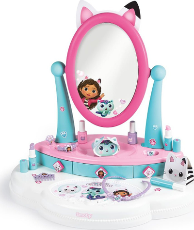 Tavolinë grimimi lodër Smoby Gabbys Dollhouse Studio 320253, me pasqyrë, 12 aksesorë, rozë blu