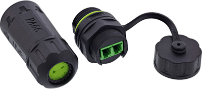 Bashkues fibër optike InLine LC IP68, 2x2 LC, M20, i zi