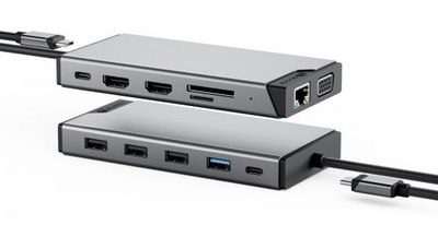 Stacion lidhjeje Alogic DUCDDV3V2, USB-C 12 në 1, Triple