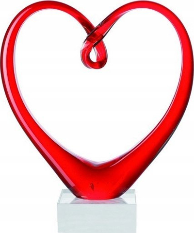 Декоративна скулптура Leonardo Heart, стакло, 24 cm, црвена