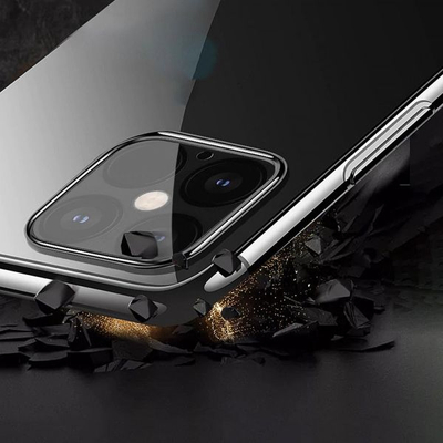 Kllëf telefoni për iPhone 12 Pro Max, silikon TPU, i tejdukshëm, me kornizë të zezë