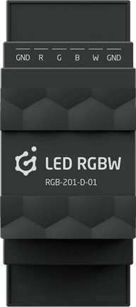 Modul LED Grenton V.2 RGBW, për kontroll shirita LED, montim në shinë DIN, i zi