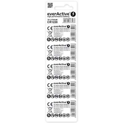 Bateri litium EverActive CR1220, 3V, paketim 5 copë