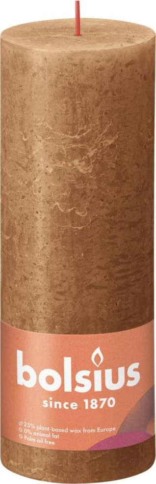 Qirinj dekorativë pilier Bolsius Shine, set me 4 copë, 190x68mm, ngjyrë brown spice