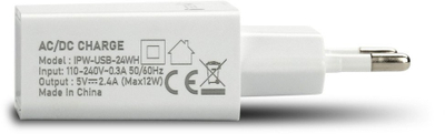 Karikues muri Techly USB A, 5V 2.4A 12W, i bardhë