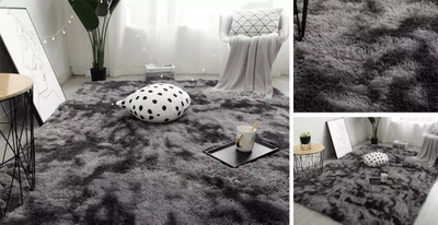 Tapet Dense Soft Plush Shaggy Ombre, 130x190 cm, push i gjatë, gri ombre