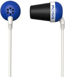 Kufje in ear Koss Plug, me kabllo, që të izolojnë nga zhurma, blu