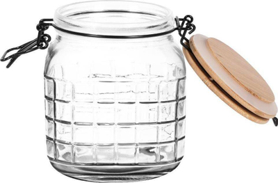 Kavanoz kuzhine Excellent Houseware, qelqi 1.1L, kapak bambuje, i tejdukshëm