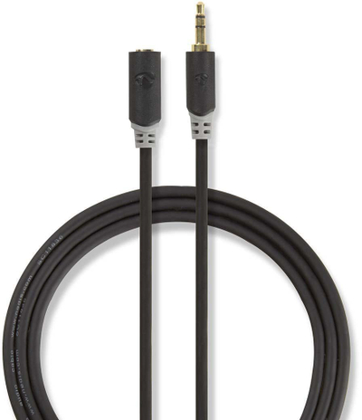 Kabllo audio stereo Nedis, 3.5 mm mashkull në 3.5 mm femër, 5 m, ngjyrë antracit