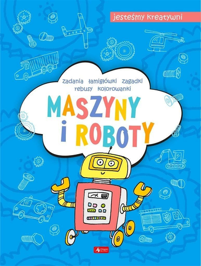 Libër aktivitetesh Dragon Maszyny i Roboty, për kalamaj 3–6 vjeç, makina dhe robotë, blu
