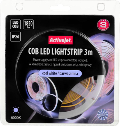 Shirit drite Activejet COB, LED, IP20, 3m, i bardhë