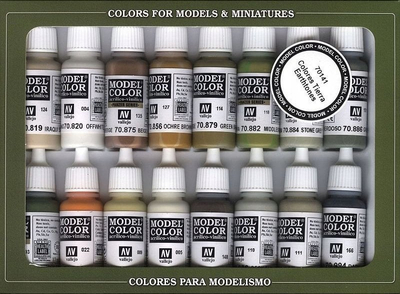 Set boje akrilike Vallejo Model Color Val70141, 16 copë, Earthtones