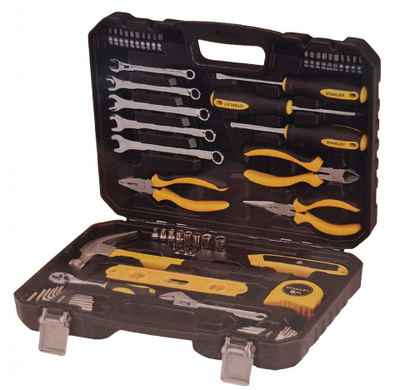 Set veglash Stanley Tool Case, 61 pjesë, valixhe plastike, zi me të verdhë