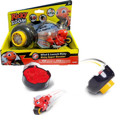 Lodër motor Ricky Zoom TOMY Wind &amp; Launch, set me nisje, plastikë, i kuq