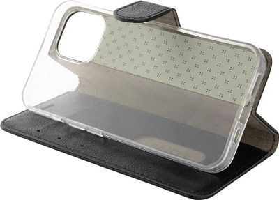 Këllëf librë FIXED Opus për iPhone 14, me këmbë për stand, me xhep për karta, i zi