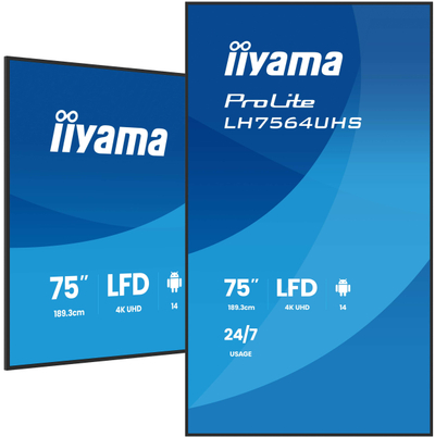 Ekran digital signage Iiyama LH7564UHS-B1AG, 75\", 4K UHD, 500 cd/m², i zi