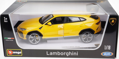 Model makine Bburago Lamborghini Urus 11042Y, shkallë 1:18, die-cast, e verdhë