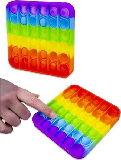 Lodër senzoriale Magic Pop Game, katrore, push bubble, me ngjyra t ylberit