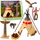 Set lodrash indigjene me figurina, tipi, varkë, totem, shumëngjyrësh