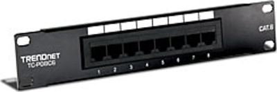 Patch panel rrjeti TRENDnet TCP08C6, 8 porta, Cat6, i zi
