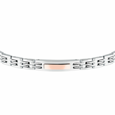 Byzylyk për meshkuj Trussardi Timeless T-Steel TJAXV34, i argjendtë/ i artë rozë