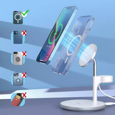 Mbajtëse telefoni X05 për në makinë, karikim wireless Qi 15W, për grilën e ajrit, e zezë