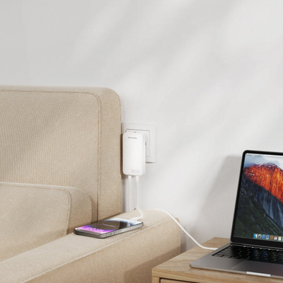 Karikues muri 4smarts FlatPlug Slim Dual, 65W GaN, 2x USB C, i bardhë