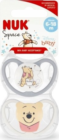 Cuclë NUK Space Disney Winnie the Pooh, silikon, 6-18 muaj, set 2 copë