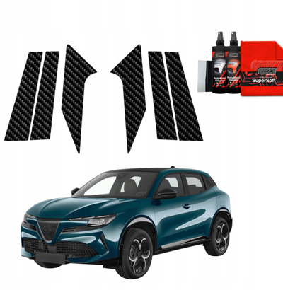 Foli mbrojtëse karboni për shtyllat B dhe C Alfa Romeo Junior 2024–2026, set 6 në 1, e zezë