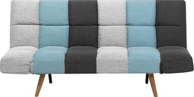 Divan-krevat Beliani Ingaro, mekanizëm klik-klak, material poliestër, patchwork gri e blu