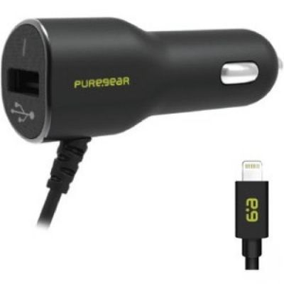 Karikues makinë PureGear 3.4A, Lightning, port shtesë USB, i zi