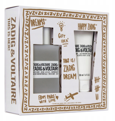 Set parfumi për femra Zadig & Voltaire This Is Her, EDP 50ml, locion trupi 50ml, i bardhë