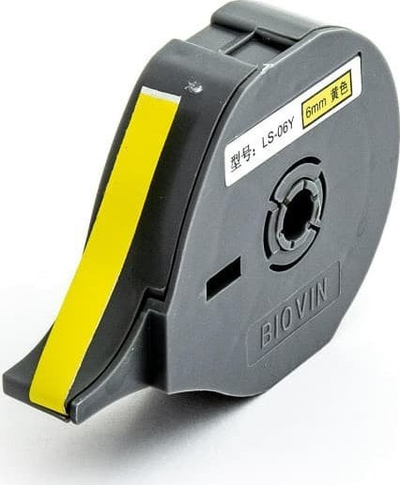 Kasetë etiketuese Biovin LS-06Y, 6mm, 8m, e verdhë