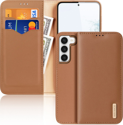 Mbulesë telefoni DUX DUCIS Hivo për Samsung Galaxy S23 Plus, lëkurë sintetike, me portofol, ngjyrë kafe