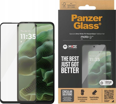Mbrojtëse ekrani PanzerGlass për Motorola Moto G35 5G, xham i fortë, Ultra Wide Fit, transparente