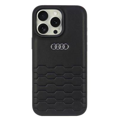 Maskë telefoni Audi Hardcase për iPhone 16 Pro Max 6.9", lëkurë sintetike, e zezë
