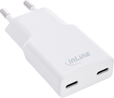 Полнач USB InLine Dual USB C, 30W PD PPS, бел
