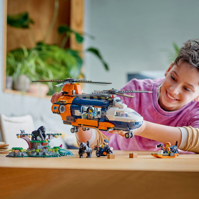Set lodër LEGO City Jungle Explorer Helicopter at Base Camp, helikopter shpëtimi, bazë kampi, shumëngjyrësh